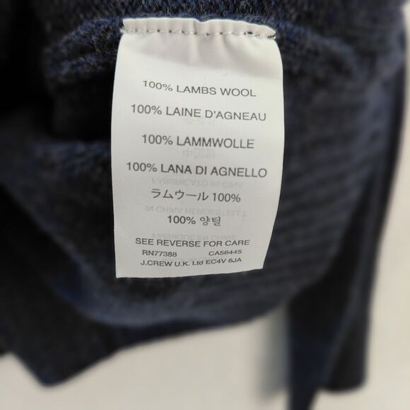 J Crew Sweater Men Large Blue Lambswool 1/4 Zip Knit Mock Neck Slim Fit Academia - Picture 9 of 11